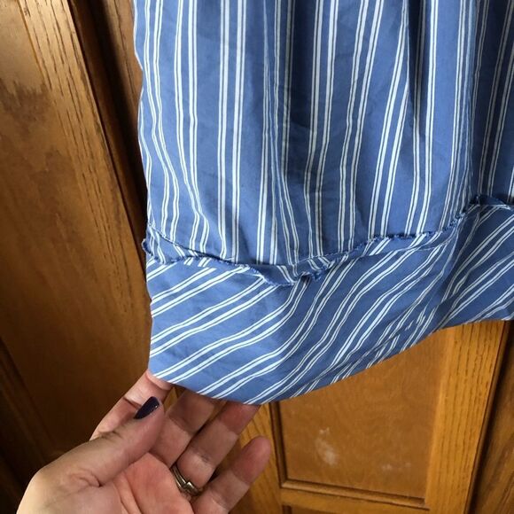 BCBGMAXAZRIA Collared Striped Ruffle Tie Back Sleeveless Shift Dress - 8 - Picture 6 of 14